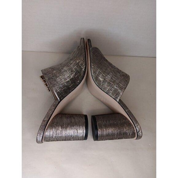 Stuart Weitzman Theone Women's 8.5 M Metallic Pewter Shoes Slip On Dress Heels - Picture 5 of 9